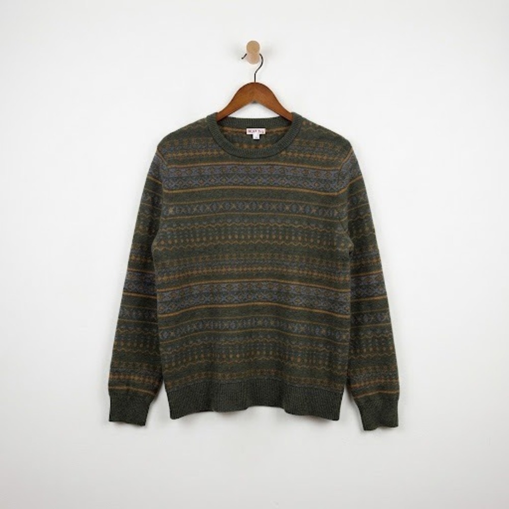 Merona Dark Academia Fair Isle Sweater Grunge Gorpcore Indie XL Olive Green